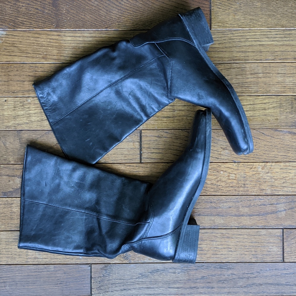 Naturalizer Black Leather Boots Size 7M Mid Calf